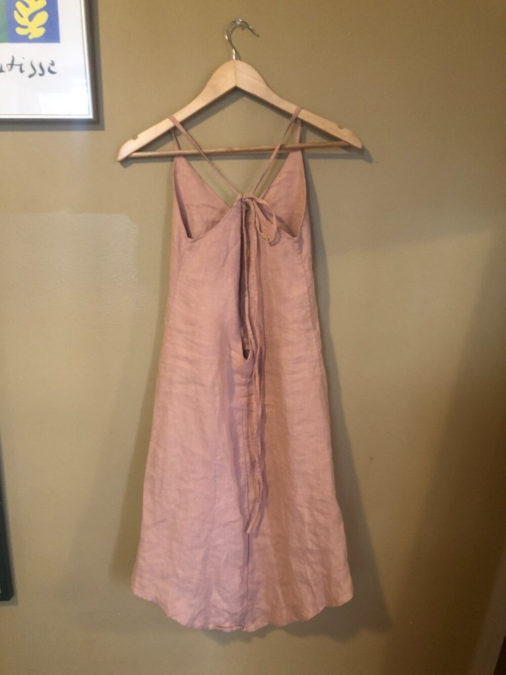 AYA sacred wear pink linen tie low back mini dress - Picture 6 of 7